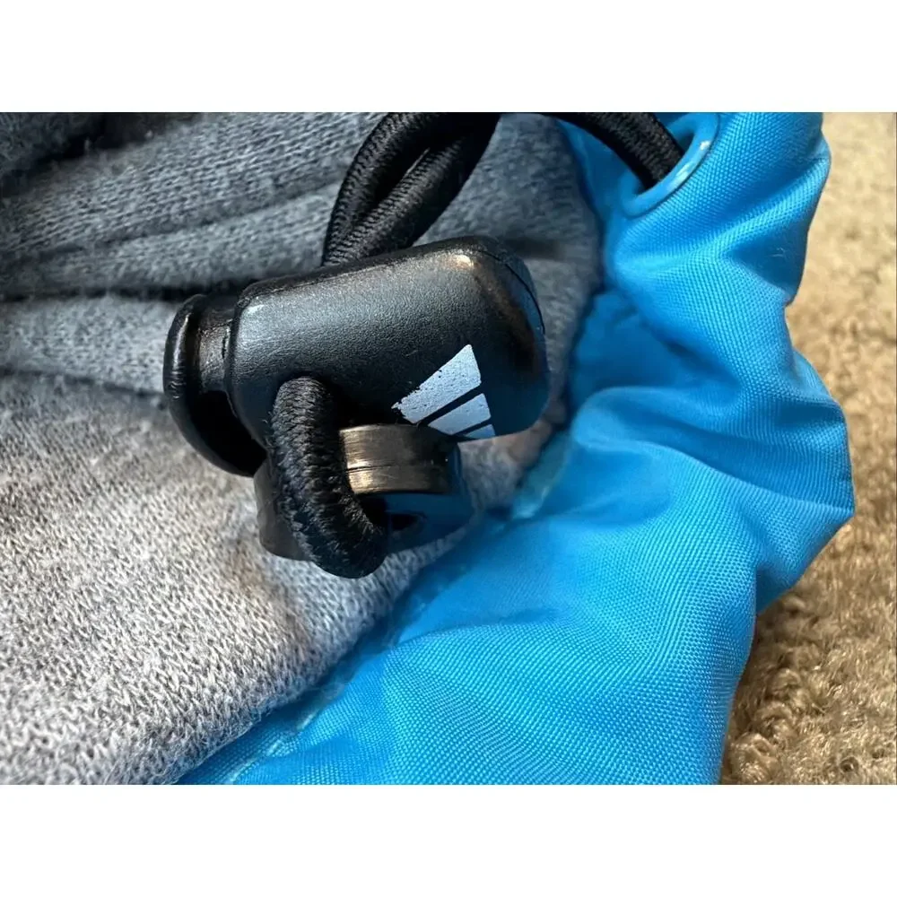 Vtg Adidas Reversible Aqua/Gray Hooded Jacket‎ Sz Large Retro Windbreaker Y2K